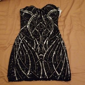 Scala Black Ailvee Sequin Strapless Dress Size 6